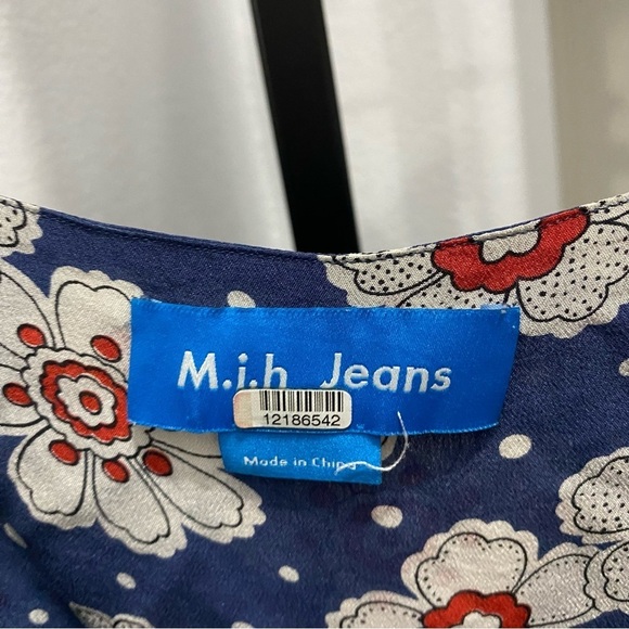 ANTHROPOLOGIE 100% Silk M.i.h Floral Wide Leg Belted Jumpsuit Blue Red Sz Small - Picture 5 of 6